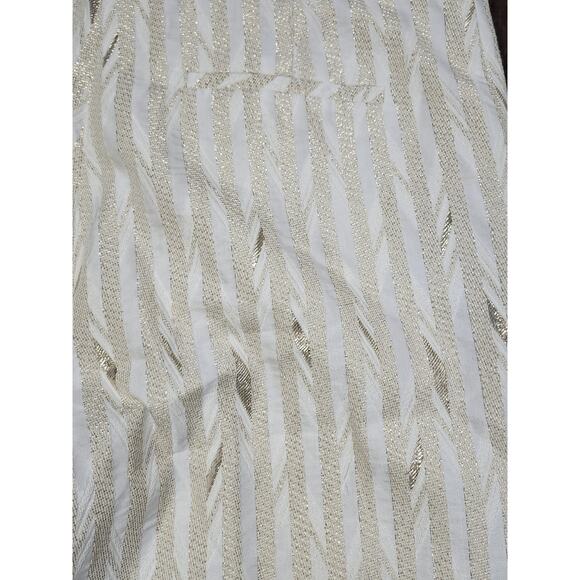 Porridge Anthropologie Kelyn Striped Gold Shine Trousers Size 12 White Metallic - Picture 8 of 9